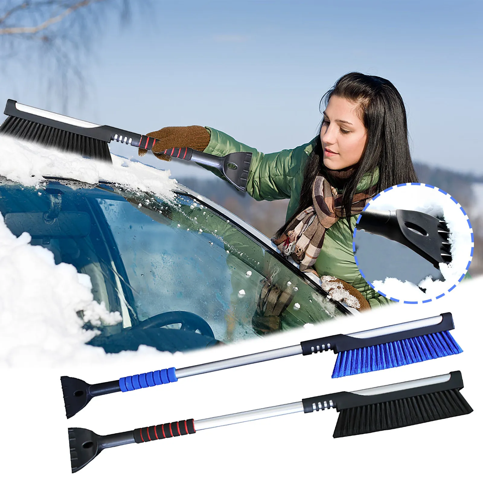 2 In 1 Car Snow Brush And Snow Broom Ice Scraper With Extendable Broom For  Windshield And Glass Cleaning From Otolampara, $4.63